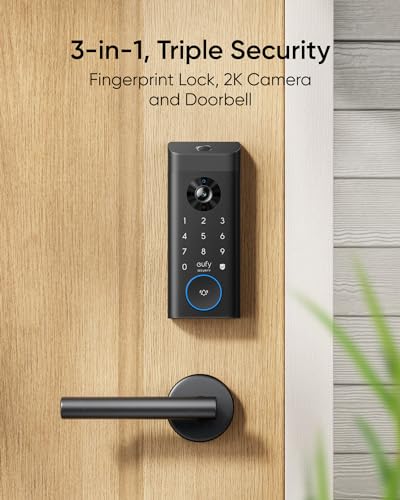 eufy Security Video Smart Lock S330, Chime Included, 3-in-1 Camera+Doorbell+Fingerprint Keyless Entry,BHMA, WiFi Door Lock,App Remote Control,2K HD,No Monthly Fee,SD Card Required - متجر الجيل العربي الرقمي