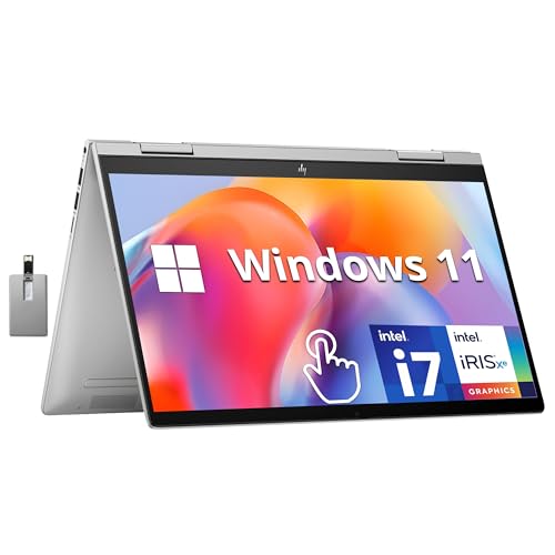 HP Envy x360 2-in-1 14" FHD Touchscreen Laptop, Intel Core i7-1355U, 16GB RAM, 1TB SSD, Backlit Keyboard, 5MP Camera, Fingerprint Reader, Wi-Fi 6E, Win 11, Silver - متجر الجيل العربي الرقمي
