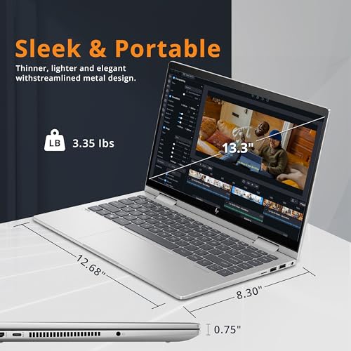 HP Envy x360 2-in-1 14" FHD Touchscreen Laptop, Intel Core i7-1355U, 16GB RAM, 1TB SSD, Backlit Keyboard, 5MP Camera, Fingerprint Reader, Wi-Fi 6E, Win 11, Silver - متجر الجيل العربي الرقمي