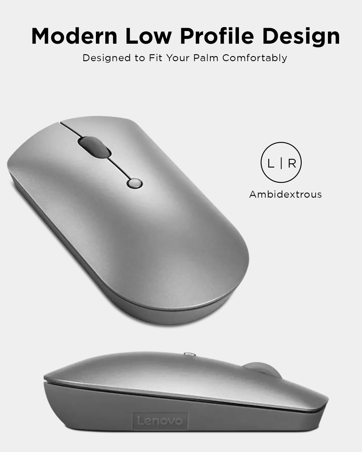 Lenovo Go Wireless Vertical Computer Mouse - Eco Friendly, Ergonomic 45-Degree Grip, Right-Handed, Programmable Buttons – 2.4 GHz USB Receiver, 12 Month Battery Life (Storm Grey) - متجر الجيل العربي الرقمي
