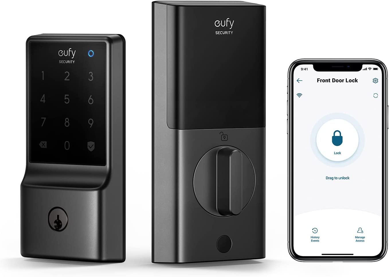 eufy Security Smart Lock C210, Keyless Entry Door Lock, Built-in WiFi Deadbolt, Smart Door Lock, No Bridge Required, Easy Installation, Touchscreen Keypad, App Remote Control, BHMA Certified - متجر الجيل العربي الرقمي