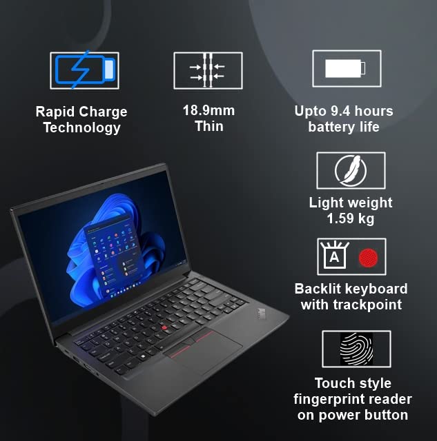 Lenovo ThinkPad E14 Intel Core i7 12th Gen 14" FHD IPS Thin and Light Laptop (16GB RAM/512GB SSD/Windows 11 Home/Office 2021/Backlit Keyboard/FPR/Black/1.59 kg), 21E3S05B00 - متجر الجيل العربي الرقمي