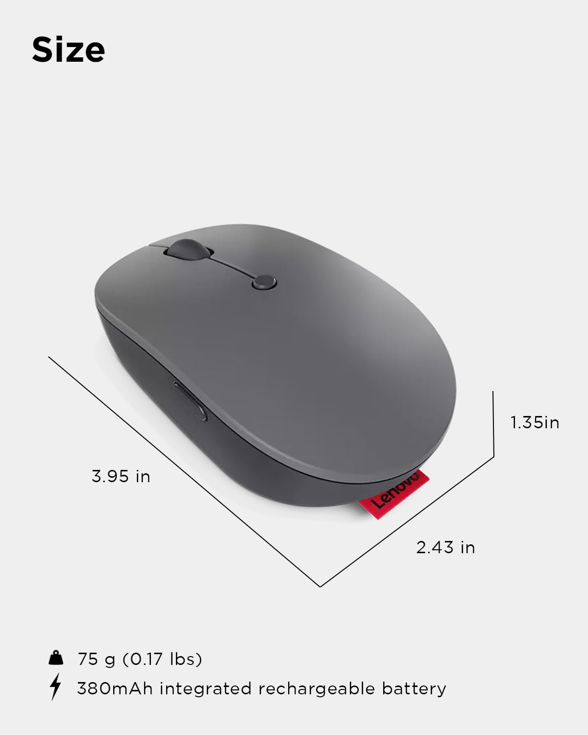 Lenovo Go Wireless Vertical Computer Mouse - Eco Friendly, Ergonomic 45-Degree Grip, Right-Handed, Programmable Buttons – 2.4 GHz USB Receiver, 12 Month Battery Life (Storm Grey) - متجر الجيل العربي الرقمي