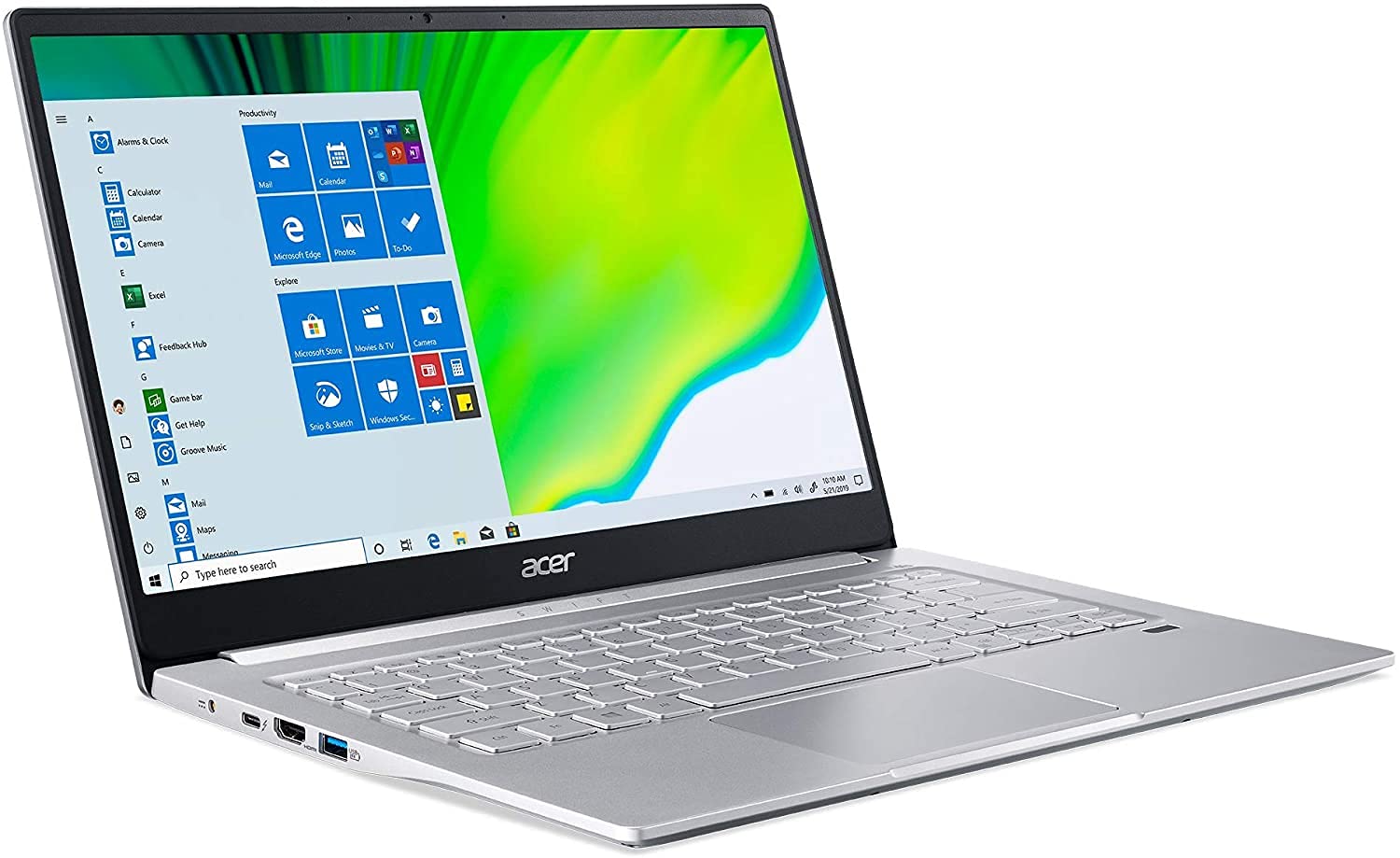 acer Swift 14" FHD (1920x1080) IPS Laptop | Intel i7-1165G7 4-Core | Intel Iris Xe Graphics | Backlit Keyboard | Fingerprint | Thunderbolt 4 | Wi-Fi 6 | 8GB LPDDR4 512GB SSD | Win10 Pro - متجر الجيل العربي الرقمي