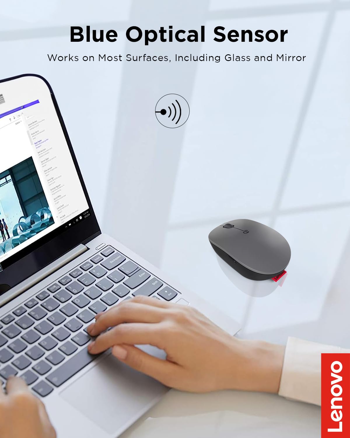 Lenovo Go Wireless Vertical Computer Mouse - Eco Friendly, Ergonomic 45-Degree Grip, Right-Handed, Programmable Buttons – 2.4 GHz USB Receiver, 12 Month Battery Life (Storm Grey) - متجر الجيل العربي الرقمي