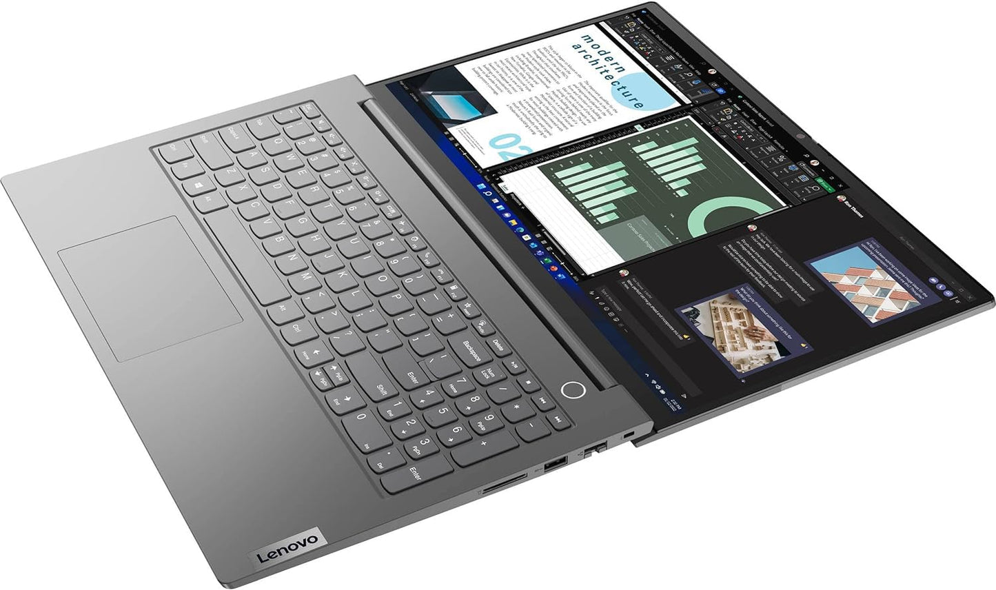 Lenovo ThinkBook 15 Gen 4 Business Laptop (15.6" FHD, Intel 10-Core i5-1235U, 16GB RAM, 256GB SSD), Narrow Bezel, Fingerprint, 1080p Webcam, Thunderbolt 4, Ethernet Port, Win 11 Pro, Grey - 2024 - متجر الجيل العربي الرقمي