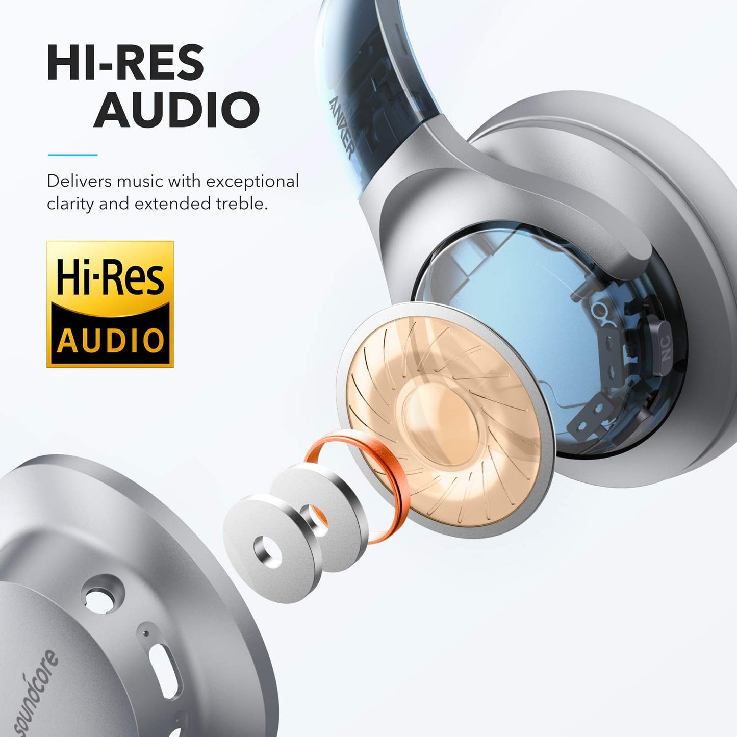 Soundcore Anker Life Q20 Hybrid Active Noise Cancelling Headphones, Wireless Over Ear Bluetooth Headphones, 60H Playtime, Hi-Res Audio, Deep Bass, Memory Foam Ear Cups, for Travel, Home Office - متجر الجيل العربي الرقمي