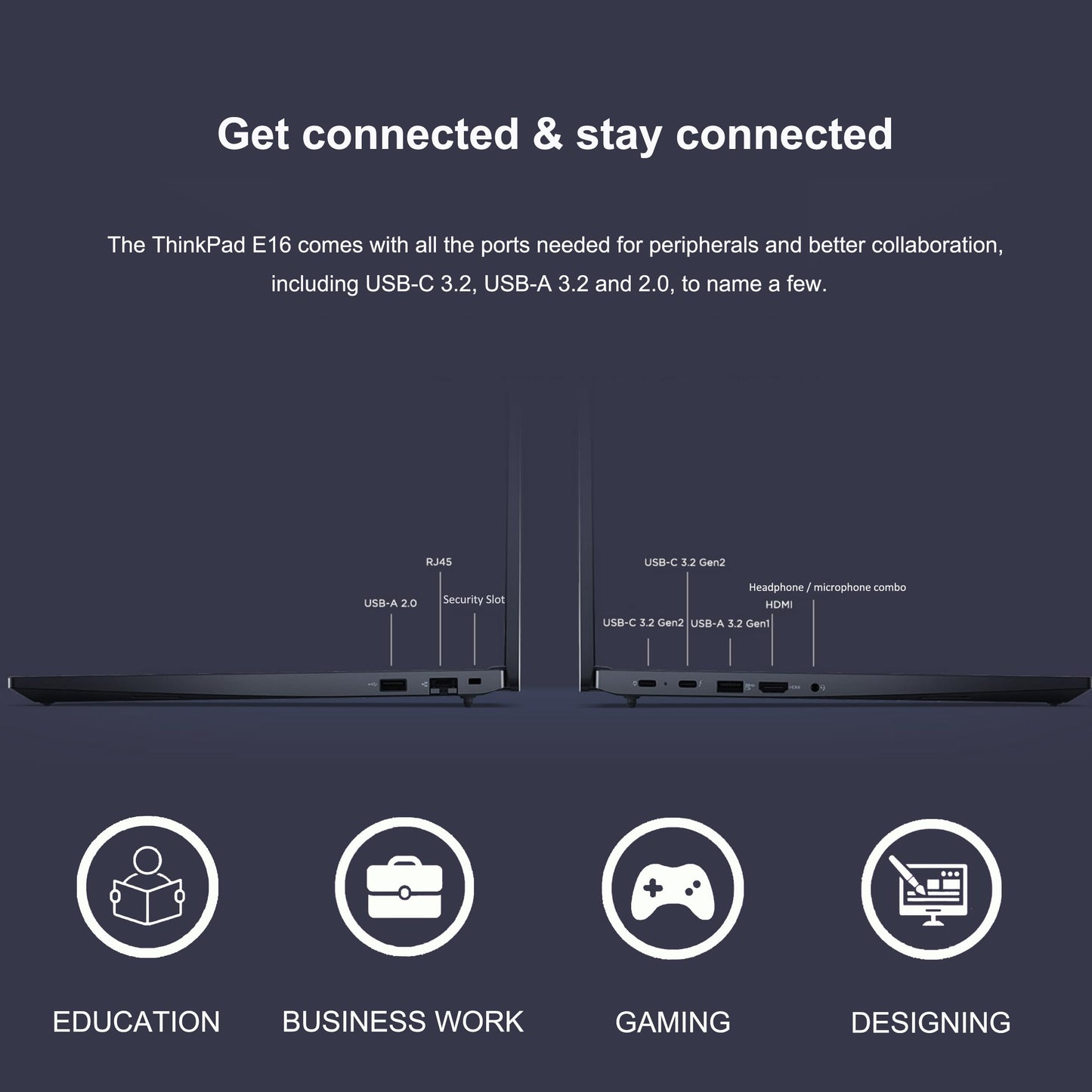 Lenovo ThinkPad E16 Business Laptop (16" FHD+ Display, AMD Ryzen 5 7530U(> i7-1165G7), 16GB RAM, 512GB SSD) Fingerprint, Backlit, 1080p Webcam, WiFi 6, Ethernet, Win 11 Pro w/ AI Copilot, 2024, Black - متجر الجيل العربي الرقمي