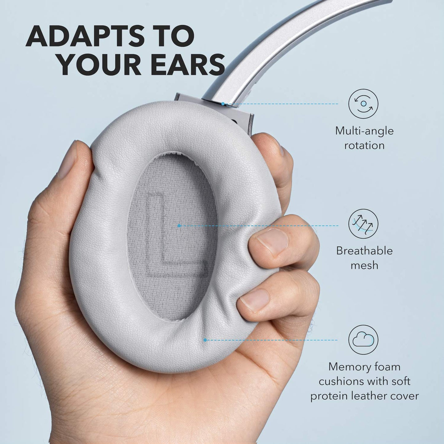 Soundcore Anker Life Q20 Hybrid Active Noise Cancelling Headphones, Wireless Over Ear Bluetooth Headphones, 60H Playtime, Hi-Res Audio, Deep Bass, Memory Foam Ear Cups, for Travel, Home Office - متجر الجيل العربي الرقمي