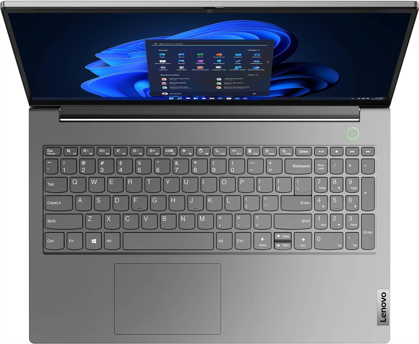 Lenovo ThinkBook 15 Gen 4 Business Laptop (15.6" FHD, Intel 10-Core i5-1235U, 16GB RAM, 256GB SSD), Narrow Bezel, Fingerprint, 1080p Webcam, Thunderbolt 4, Ethernet Port, Win 11 Pro, Grey - 2024 - متجر الجيل العربي الرقمي