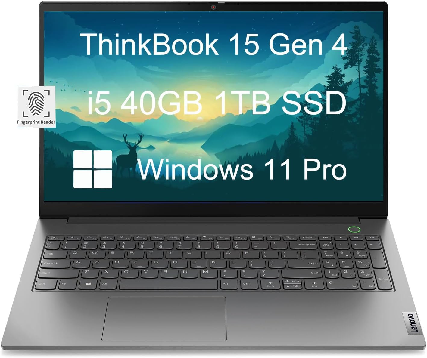 Lenovo ThinkBook 15 Gen 4 Business Laptop (15.6" FHD, Intel 10-Core i5-1235U, 16GB RAM, 256GB SSD), Narrow Bezel, Fingerprint, 1080p Webcam, Thunderbolt 4, Ethernet Port, Win 11 Pro, Grey - 2024 - متجر الجيل العربي الرقمي