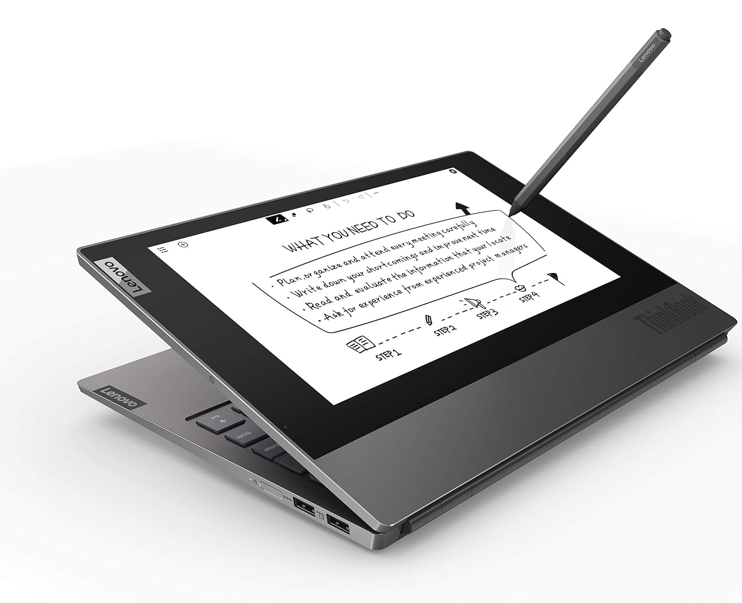 Lenovo Thinkbook Plus Intel Core i5 10th Gen 13.3 inches + 10.8 inches FHD Monochromatic LED Dual Display Business Laptop (8GB RAM/ 512GB SSD/Windows 10 Professional/Black/1.41kg) 20TG004LIH - متجر الجيل العربي الرقمي