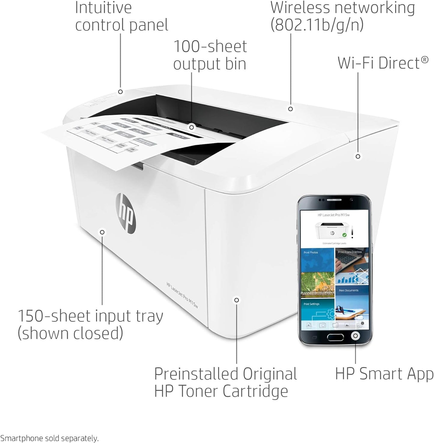 HP LaserJet Pro M15w Wireless Monochrome Printer, works with Alexa (W2G51A) - متجر الجيل العربي الرقمي