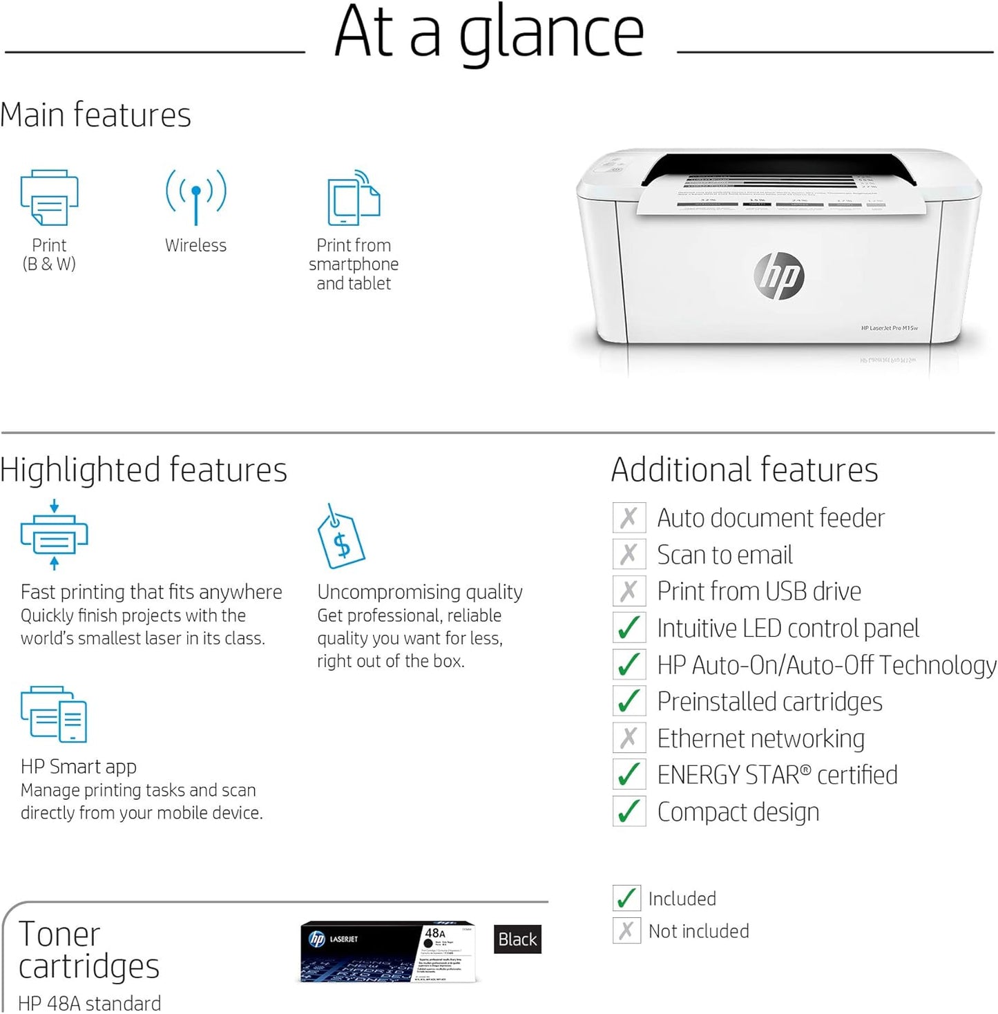 HP LaserJet Pro M15w Wireless Monochrome Printer, works with Alexa (W2G51A) - متجر الجيل العربي الرقمي