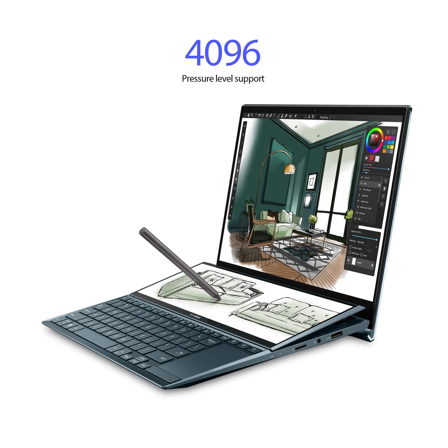 ASUS ZenBook Duo 14 UX482 14” FHD NanoEdge Touch Display, Intel Core i7-1165G7 CPU, NVIDIA GeForce MX450, 16GB RAM, 1TB SSD, Innovative ScreenPad Plus, Windows 10 Pro, Celestial Blue, UX482EG-XS74T - متجر الجيل العربي الرقمي