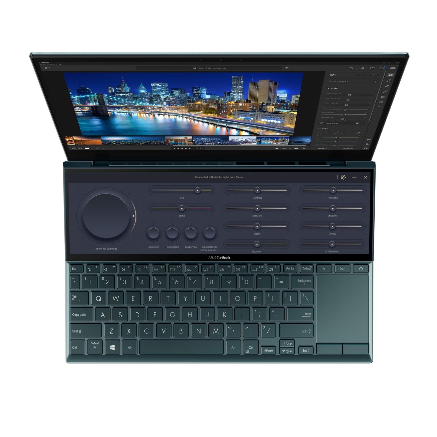 ASUS ZenBook Duo 14 UX482 14” FHD NanoEdge Touch Display, Intel Core i7-1165G7 CPU, NVIDIA GeForce MX450, 16GB RAM, 1TB SSD, Innovative ScreenPad Plus, Windows 10 Pro, Celestial Blue, UX482EG-XS74T - متجر الجيل العربي الرقمي