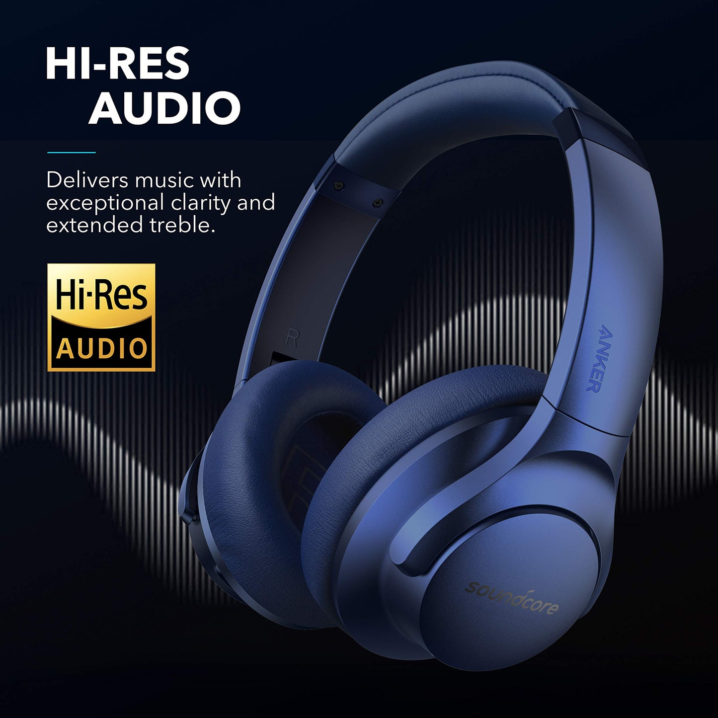 Soundcore Anker Life Q20 Hybrid Active Noise Cancelling Headphones, Wireless Over Ear Bluetooth Headphones, 60H Playtime, Hi-Res Audio, Deep Bass, Memory Foam Ear Cups, for Travel, Home Office - متجر الجيل العربي الرقمي