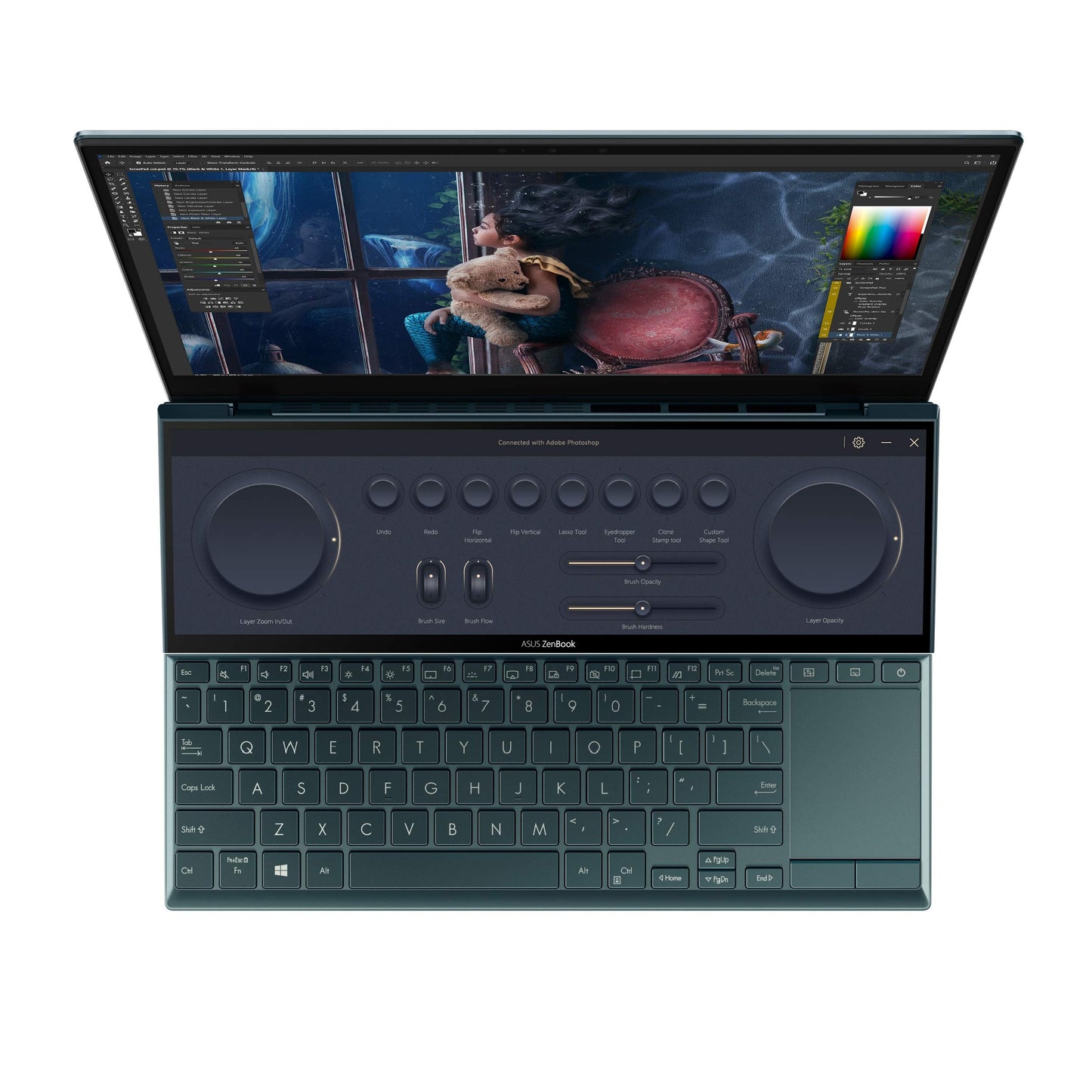 ASUS ZenBook Duo 14 UX482 14” FHD NanoEdge Touch Display, Intel Core i7-1165G7 CPU, NVIDIA GeForce MX450, 16GB RAM, 1TB SSD, Innovative ScreenPad Plus, Windows 10 Pro, Celestial Blue, UX482EG-XS74T - متجر الجيل العربي الرقمي