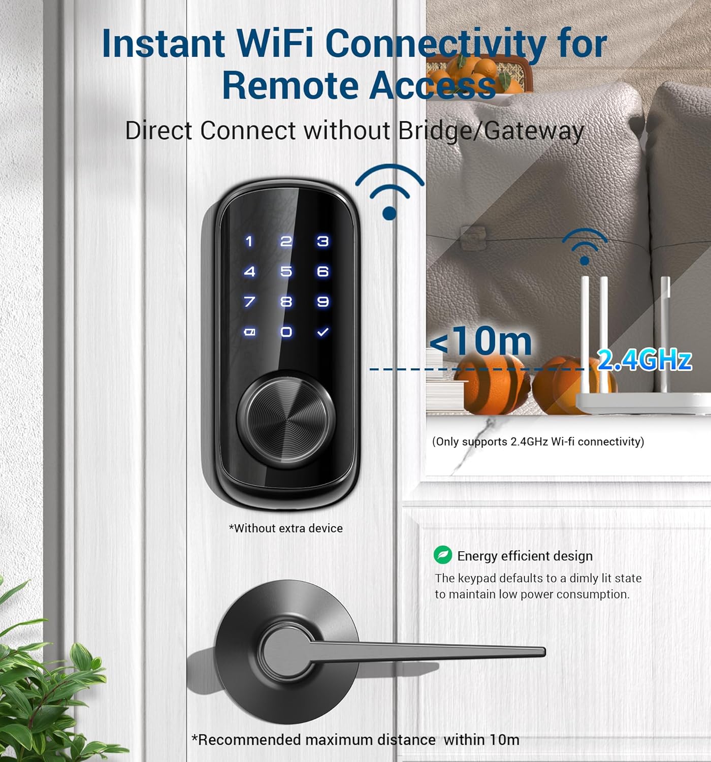 TEEHO Keyless Entry WiFi Smart Lock: App Remote Control Keypad Deadbolt with Built-in WiFi - Keyless Entry Door Lock for Front Door - Auto Lock - Touchscreen Keypad - BHMA Cert - IP65 Waterproof - متجر الجيل العربي الرقمي