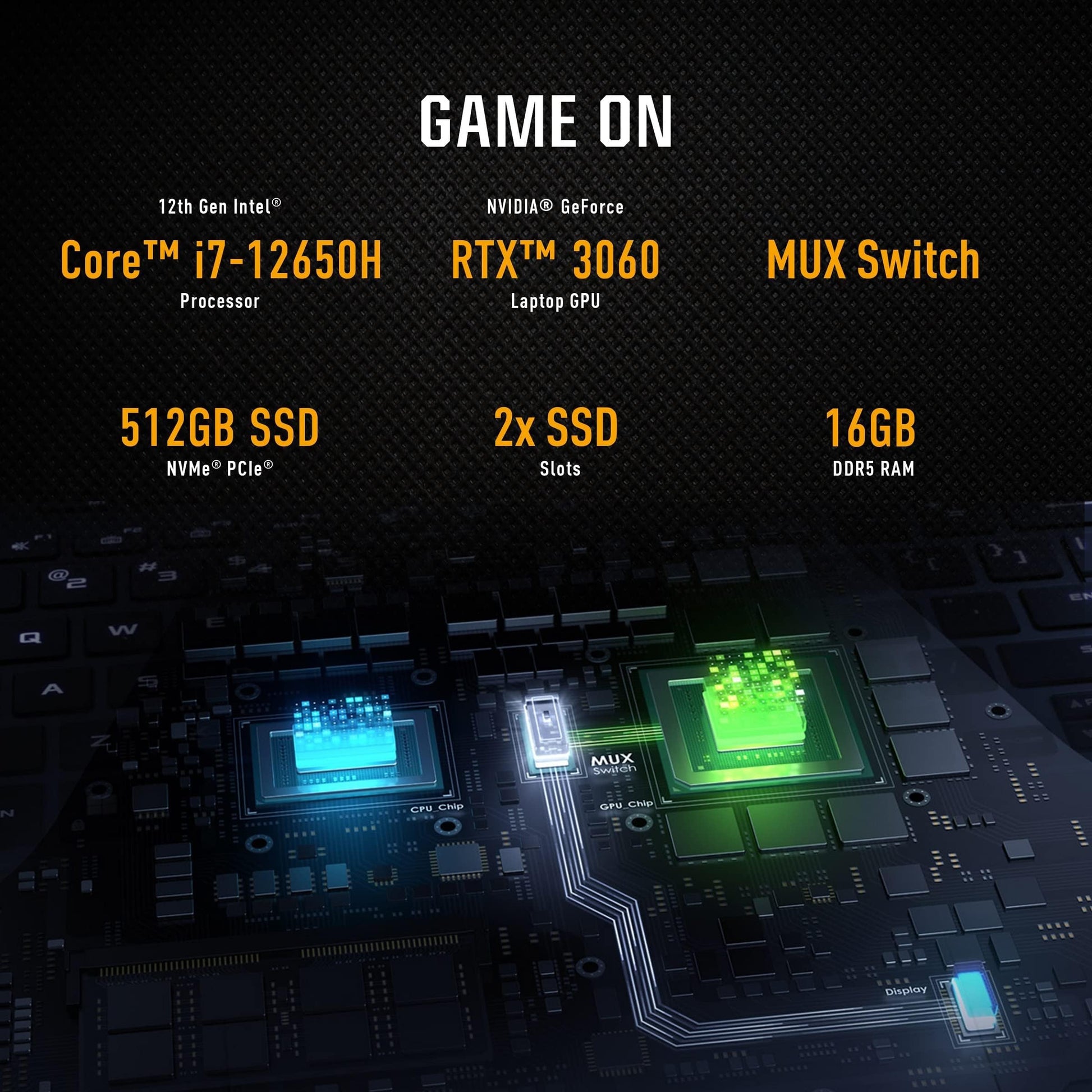 ASUS TUF Dash 15 (2022) Gaming Laptop, 15.6" 144Hz FHD Display, Intel Core i7-12650H, GeForce RTX 3060, 16GB DDR5, 512GB SSD, Thunderbolt 4, Windows 11 Home, Off Black, FX517ZM-AS73 - متجر الجيل العربي الرقمي