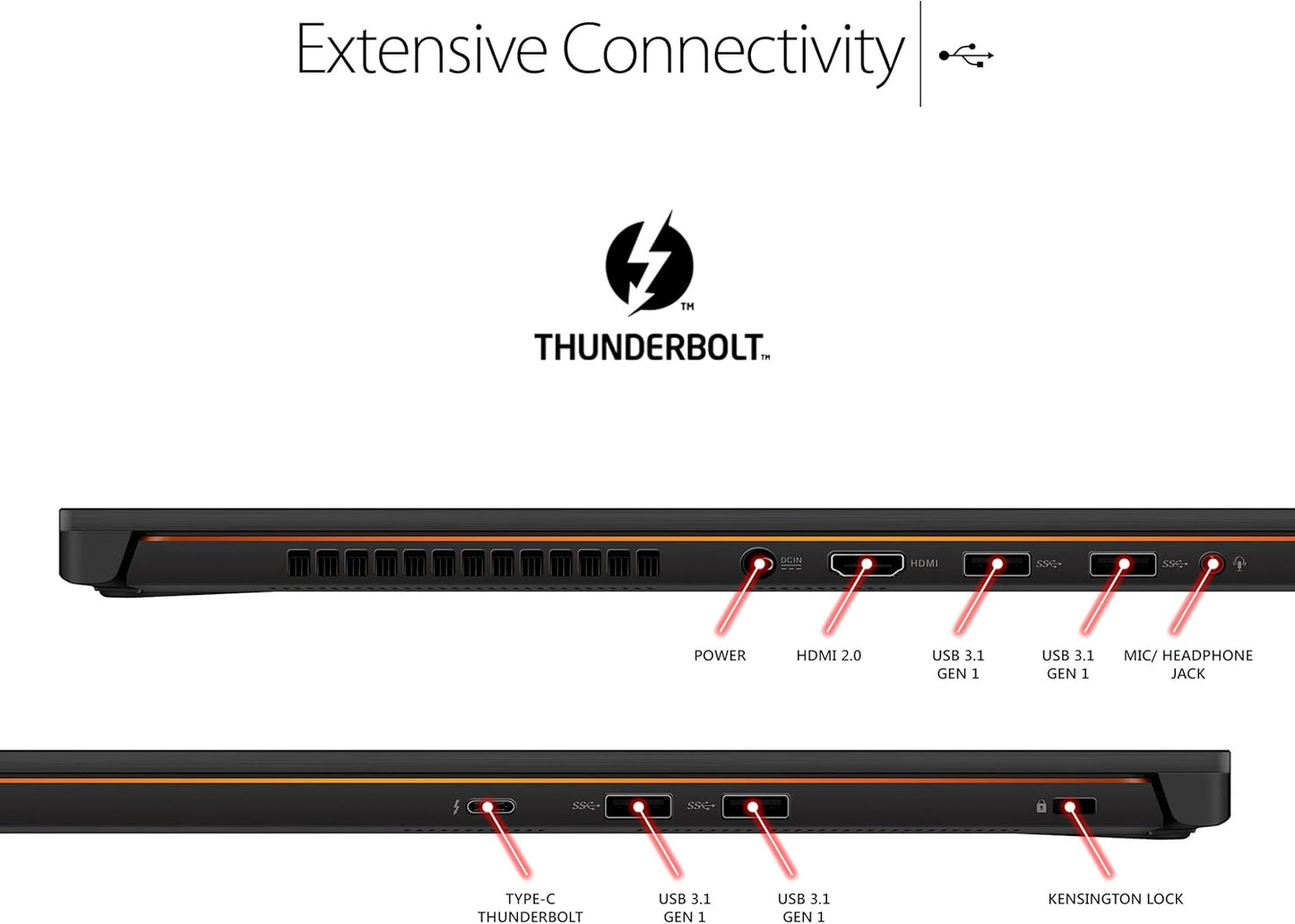 ASUS ROG Zephyrus Thin & Light Gaming Laptop, 15.6” Full HD 120Hz, Intel Core i7-7700HQ Processor, NVIDIA GeForce GTX 1080 8GB Max Q, 16GB DDR4, 512GB PCIe SSD, Windows 10 Professional – GX501VI-XS74 - متجر الجيل العربي الرقمي