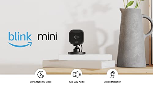 Blink Mini – Compact indoor plug-in smart security camera, 1080p HD video, night vision, motion detection, two-way audio, easy set up, Works with Alexa – 1 camera (White) - متجر الجيل العربي الرقمي