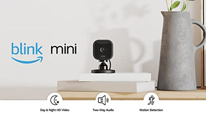 Blink Mini – Compact indoor plug-in smart security camera, 1080p HD video, night vision, motion detection, two-way audio, easy set up, Works with Alexa – 1 camera (White) - متجر الجيل العربي الرقمي