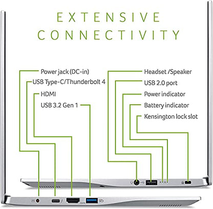 acer Swift 14" FHD (1920x1080) IPS Laptop | Intel i7-1165G7 4-Core | Intel Iris Xe Graphics | Backlit Keyboard | Fingerprint | Thunderbolt 4 | Wi-Fi 6 | 8GB LPDDR4 512GB SSD | Win10 Pro - متجر الجيل العربي الرقمي