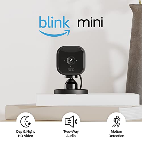 Blink Mini – Compact indoor plug-in smart security camera, 1080p HD video, night vision, motion detection, two-way audio, easy set up, Works with Alexa – 1 camera (White) - متجر الجيل العربي الرقمي