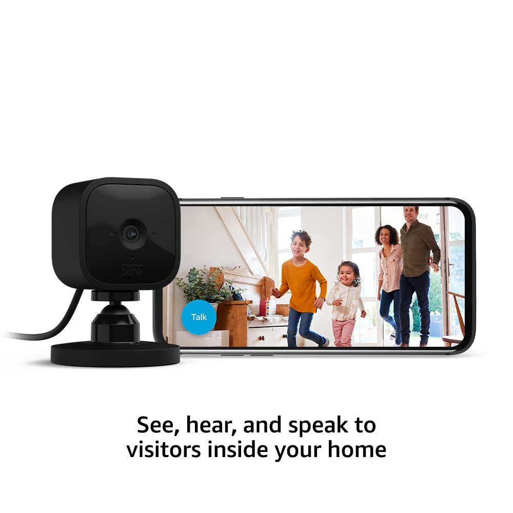 Blink Mini – Compact indoor plug-in smart security camera, 1080p HD video, night vision, motion detection, two-way audio, easy set up, Works with Alexa – 1 camera (White) - متجر الجيل العربي الرقمي
