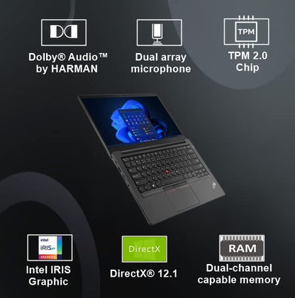 Lenovo ThinkPad E14 Intel Core i7 12th Gen 14" FHD IPS Thin and Light Laptop (16GB RAM/512GB SSD/Windows 11 Home/Office 2021/Backlit Keyboard/FPR/Black/1.59 kg), 21E3S05B00 - متجر الجيل العربي الرقمي