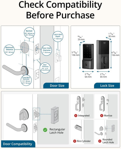 eufy Security Smart Lock C210, Keyless Entry Door Lock, Built-in WiFi Deadbolt, Smart Door Lock, No Bridge Required, Easy Installation, Touchscreen Keypad, App Remote Control, BHMA Certified - متجر الجيل العربي الرقمي