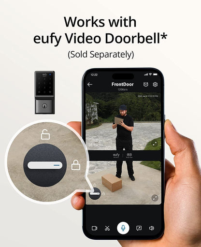 eufy Security Smart Lock C210, Keyless Entry Door Lock, Built-in WiFi Deadbolt, Smart Door Lock, No Bridge Required, Easy Installation, Touchscreen Keypad, App Remote Control, BHMA Certified - متجر الجيل العربي الرقمي