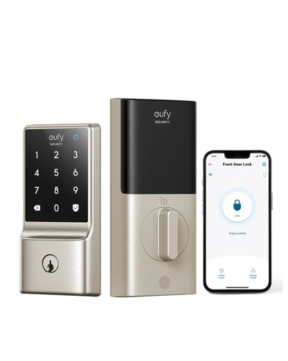 eufy Security Smart Lock C210, Keyless Entry Door Lock, Built-in WiFi Deadbolt, Smart Door Lock, No Bridge Required, Easy Installation, Touchscreen Keypad, App Remote Control, BHMA Certified - متجر الجيل العربي الرقمي
