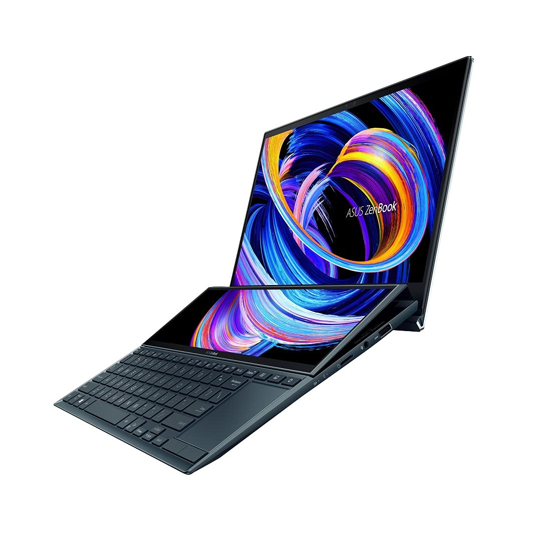 ASUS ZenBook Duo 14 UX482 14” FHD NanoEdge Touch Display, Intel Core i7-1165G7 CPU, NVIDIA GeForce MX450, 16GB RAM, 1TB SSD, Innovative ScreenPad Plus, Windows 10 Pro, Celestial Blue, UX482EG-XS74T - متجر الجيل العربي الرقمي
