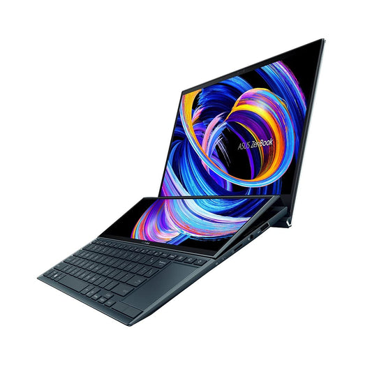 ASUS ZenBook Duo 14 UX482 14” FHD NanoEdge Touch Display, Intel Core i7-1165G7 CPU, NVIDIA GeForce MX450, 16GB RAM, 1TB SSD, Innovative ScreenPad Plus, Windows 10 Pro, Celestial Blue, UX482EG-XS74T - متجر الجيل العربي الرقمي
