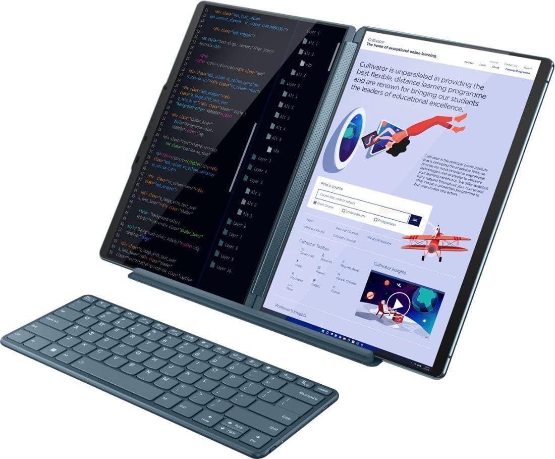 Lenovo Yoga Book 9i 2-in-1 13.3" 2.8K Dual Screen OLED Touch Laptop - Intel Core i7-1355U with 16GB Memory - 512GB SSD - Tidal Teal ((512GB - China Model No Warranty) - متجر الجيل العربي الرقمي
