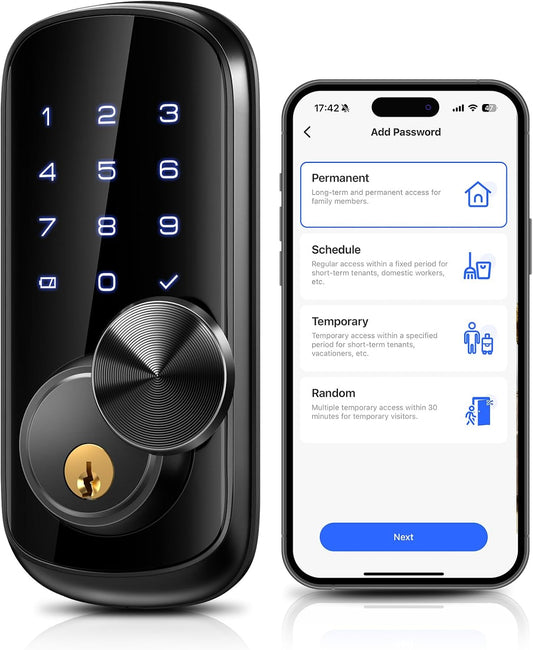 TEEHO Keyless Entry WiFi Smart Lock: App Remote Control Keypad Deadbolt with Built-in WiFi - Keyless Entry Door Lock for Front Door - Auto Lock - Touchscreen Keypad - BHMA Cert - IP65 Waterproof - متجر الجيل العربي الرقمي