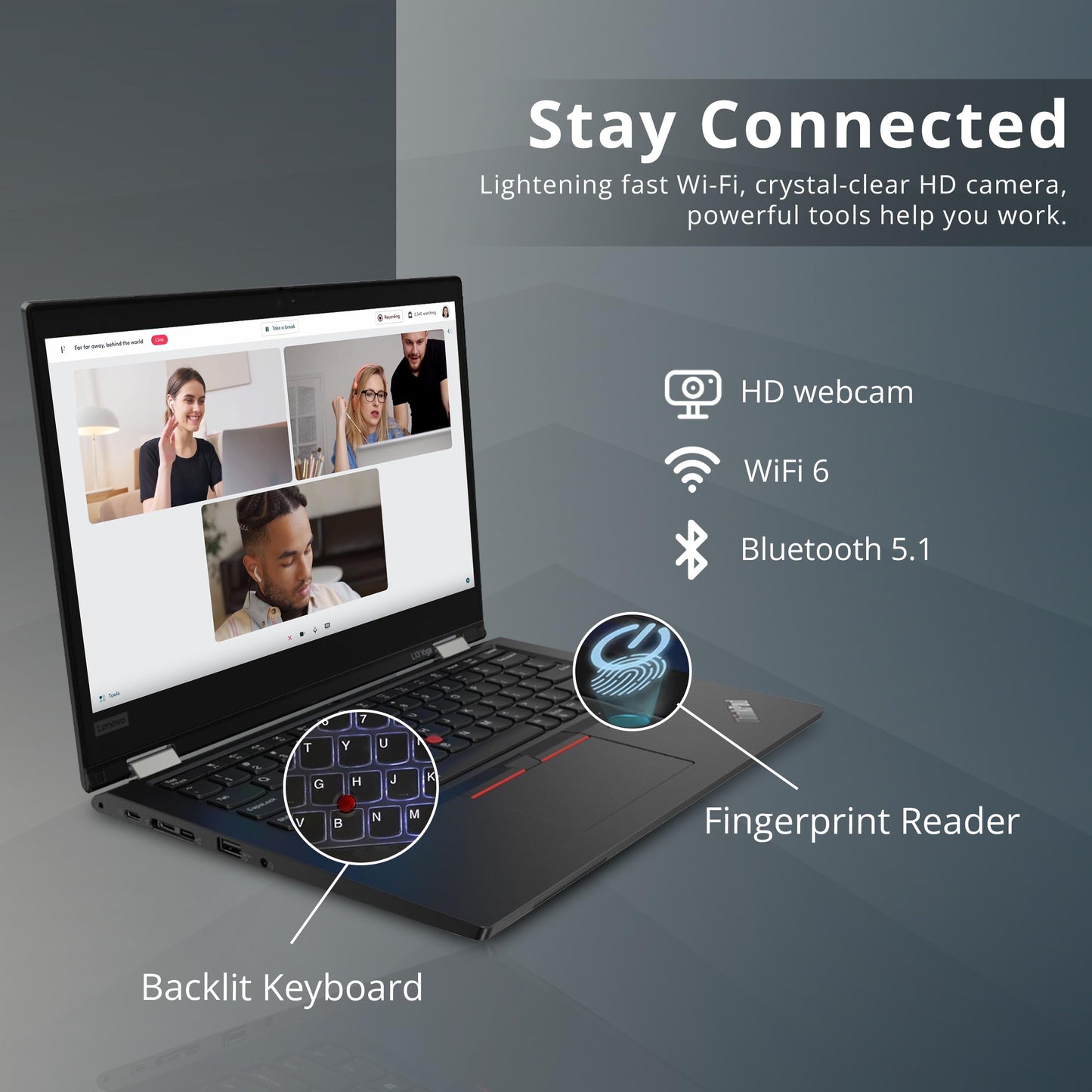 Lenovo - ThinkPad L13 Yoga 2-in-1 13.3" Touch-Screen Laptop - Intel Core i5-1021U - 8GB Memory - 256GB SSD - Black - متجر الجيل العربي الرقمي