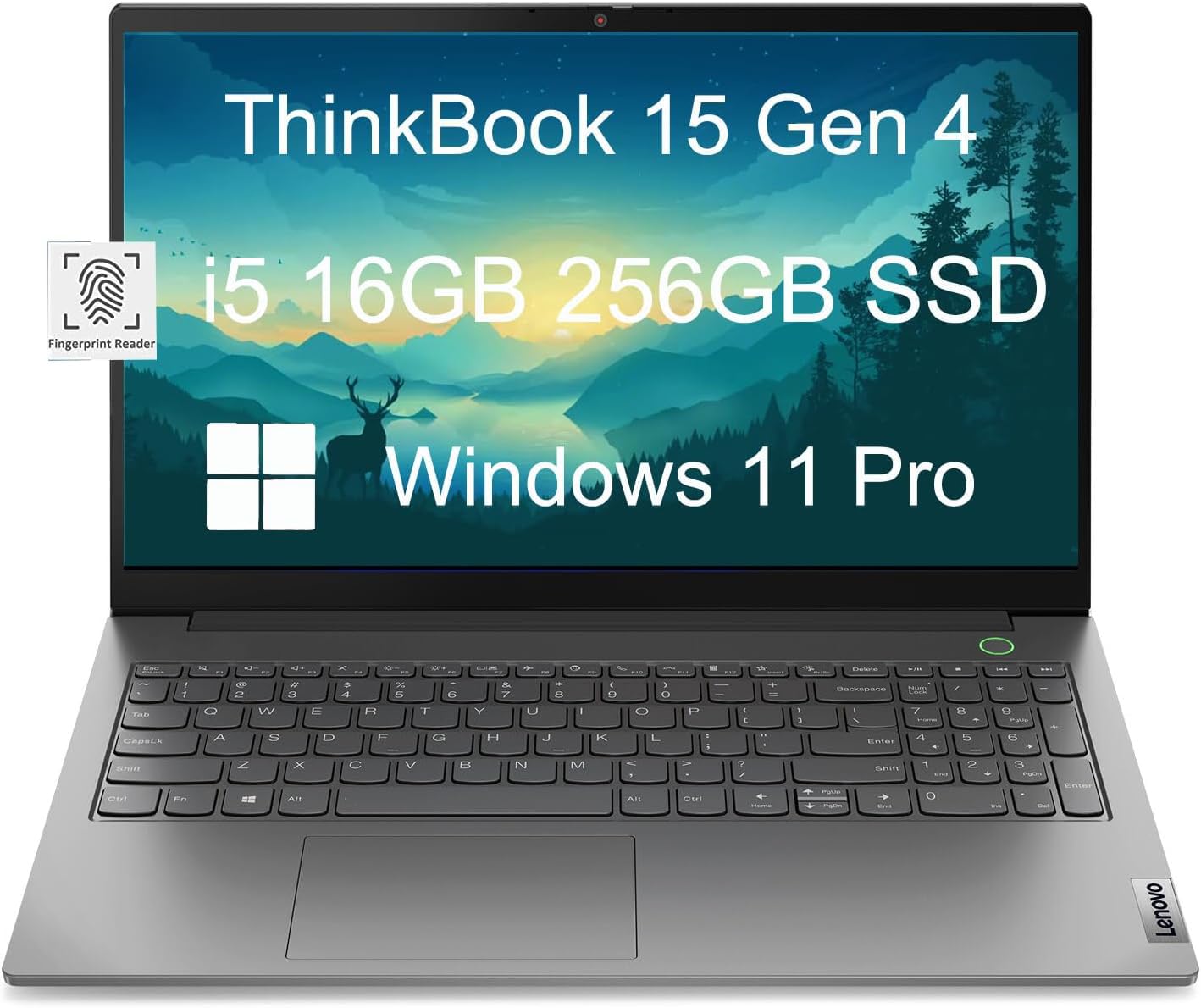 Lenovo ThinkBook 15 Gen 4 Business Laptop (15.6" FHD, Intel 10-Core i5-1235U, 16GB RAM, 256GB SSD), Narrow Bezel, Fingerprint, 1080p Webcam, Thunderbolt 4, Ethernet Port, Win 11 Pro, Grey - 2024 - متجر الجيل العربي الرقمي