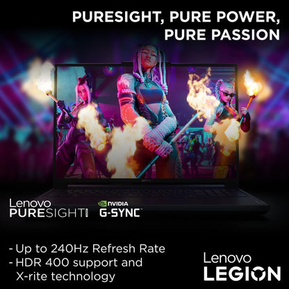 Lenovo Legion Slim 5 16IRH8 AI Gaming Laptop, 16"WQXGA 165Hz Display, Intel Core I7-13700H, 16GB RAM, 512GB SSD, NVIDIA GeForce RTX 4050 6GB GDDR6, Win11, Eng-Arabic RGB, Storm Grey - [82YA005RAX] - متجر الجيل العربي الرقمي