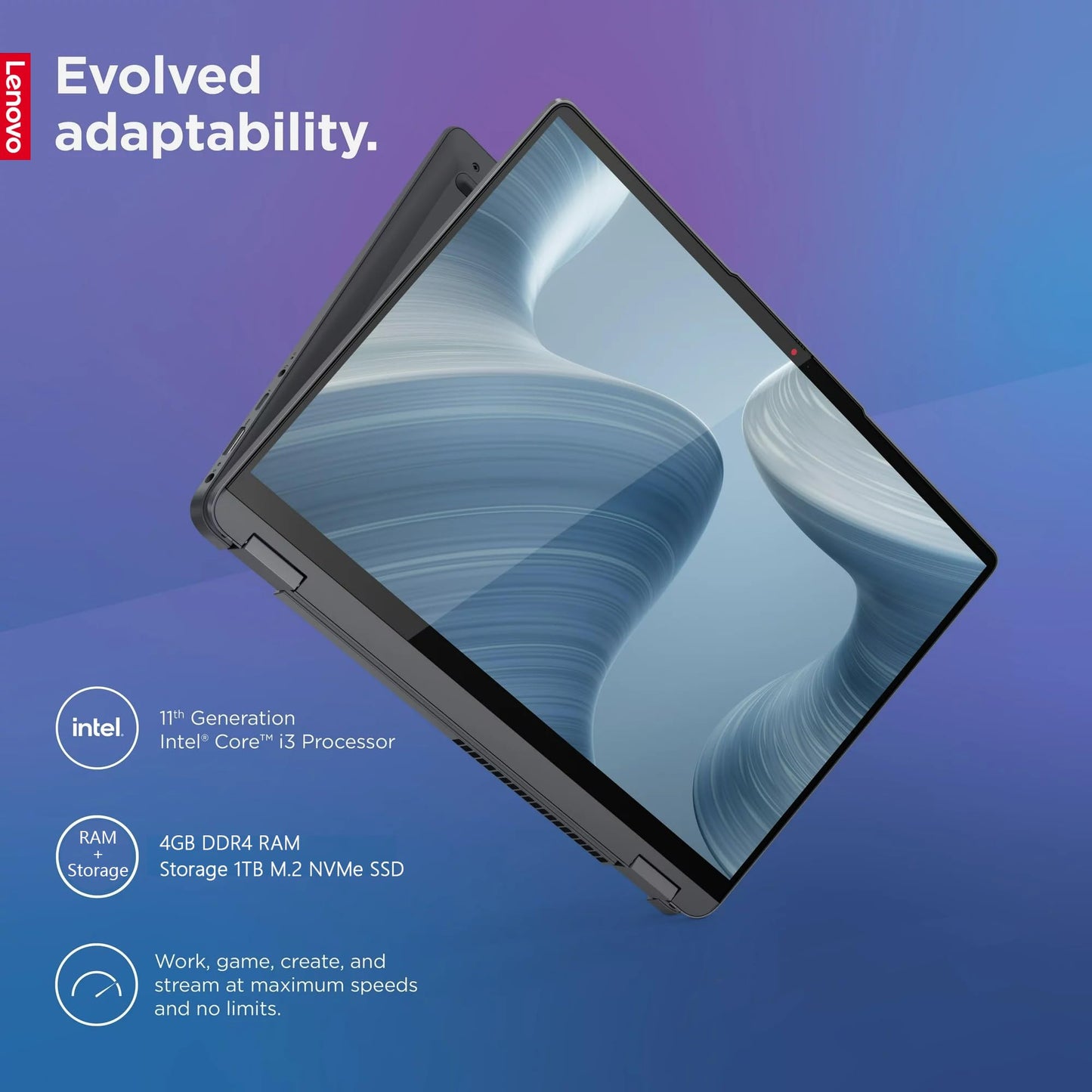 Lenovo Ideapad Flex 5 14Itl05 14" Touch Laptop i3-1115G4 4GB RAM 128GB SSD W11H - متجر الجيل العربي الرقمي