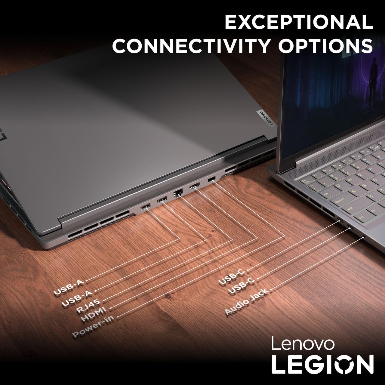 Lenovo Legion Slim 5 16IRH8 AI Gaming Laptop, 16"WQXGA 165Hz Display, Intel Core I7-13700H, 16GB RAM, 512GB SSD, NVIDIA GeForce RTX 4050 6GB GDDR6, Win11, Eng-Arabic RGB, Storm Grey - [82YA005RAX] - متجر الجيل العربي الرقمي