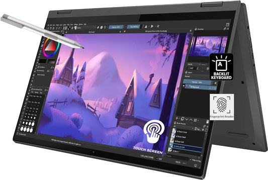 Lenovo IdeaPad Flex 5 5i 2-in-1 Laptop (15.6" FHD Touchscreen, Intel Core i7-1165G7, 16GB RAM, 1TB SSD, IST Active Stylus), Convertible, Fingerprint, Backlit KB, Wi-Fi 6, Webcam, Win 11 Home, Gray - متجر الجيل العربي الرقمي