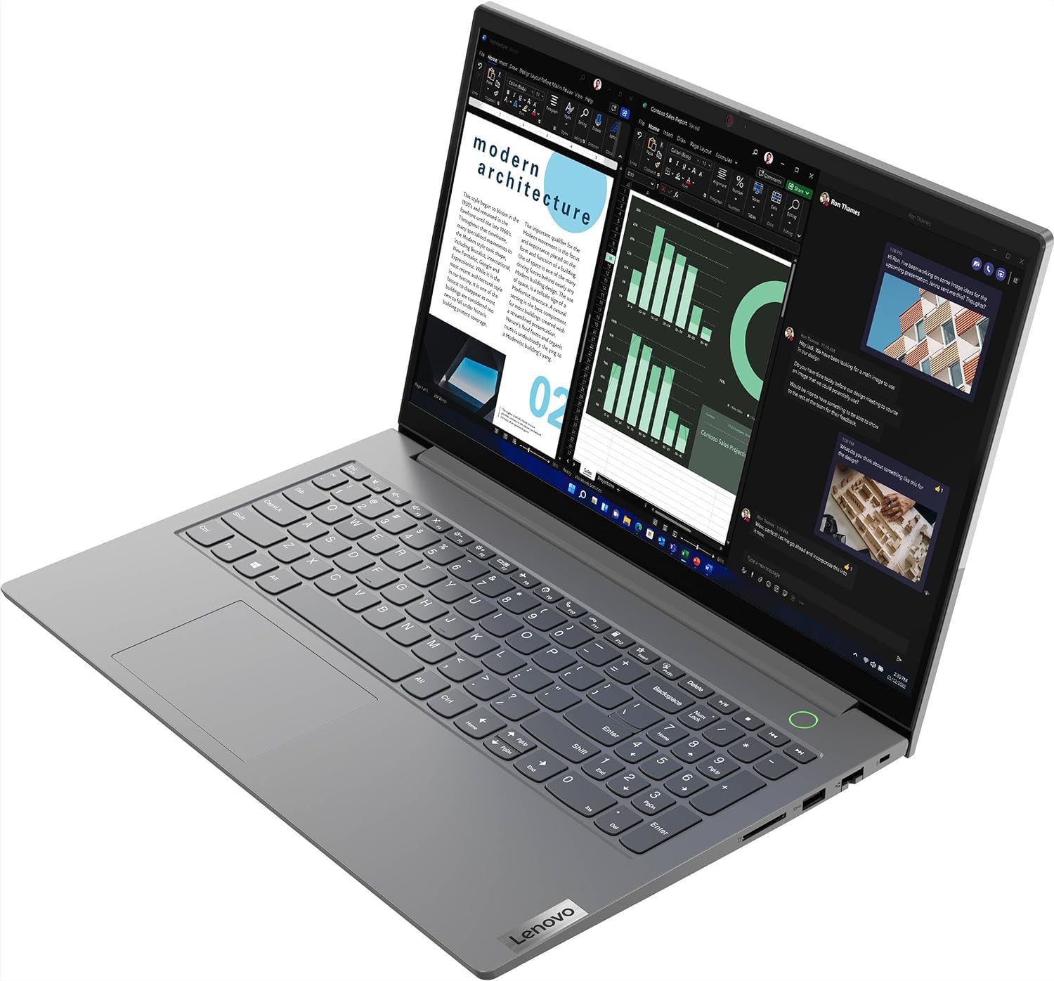 Lenovo ThinkBook 15 Gen 4 Business Laptop (15.6" FHD, Intel 10-Core i5-1235U, 16GB RAM, 256GB SSD), Narrow Bezel, Fingerprint, 1080p Webcam, Thunderbolt 4, Ethernet Port, Win 11 Pro, Grey - 2024 - متجر الجيل العربي الرقمي