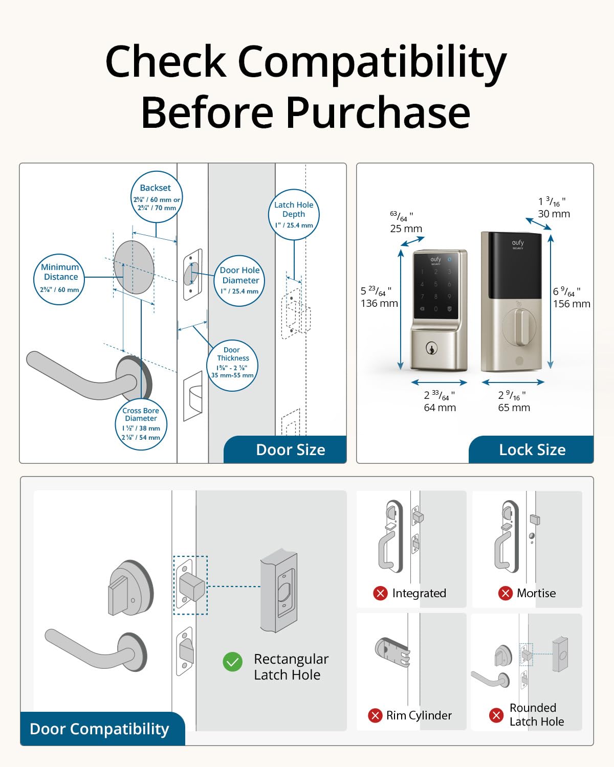 eufy Security Smart Lock C210, Keyless Entry Door Lock, Built-in WiFi Deadbolt, Smart Door Lock, No Bridge Required, Easy Installation, Touchscreen Keypad, App Remote Control, BHMA Certified - متجر الجيل العربي الرقمي