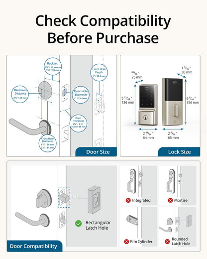 eufy Security Smart Lock C210, Keyless Entry Door Lock, Built-in WiFi Deadbolt, Smart Door Lock, No Bridge Required, Easy Installation, Touchscreen Keypad, App Remote Control, BHMA Certified - متجر الجيل العربي الرقمي