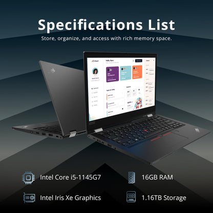 Lenovo - ThinkPad L13 Yoga 2-in-1 13.3" Touch-Screen Laptop - Intel Core i5-1021U - 8GB Memory - 256GB SSD - Black - متجر الجيل العربي الرقمي