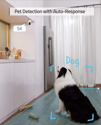 eufy Security Indoor Cam E220, Pan & Tilt, Indoor Security Camera, 2K - 3 MP Wi-Fi Plug-in, Voice Assistant Compatibility, Night Vision, Motion Tracking, HomeBase 3 Compatible, Motion Only Alert - متجر الجيل العربي الرقمي