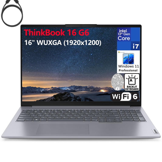 Lenovo ThinkBook 16 G6 16" FHD+ Laptop Computer, 13th Gen Intel 14-Core i7-13700H, 32GB DDR5 RAM, 1TB PCIe SSD, WiFi 6, Bluetooth 5.2, Backlight Keyboard, Fingerprint Reader, Windows 11 Pro, Tilsiy - متجر الجيل العربي الرقمي